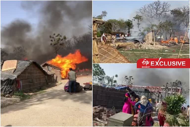 हरिद्वार में बैरागी कैंप के पास झोपड़ियों में लगी आग
