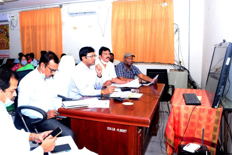 medak collector video conference on employment guarantee scheme