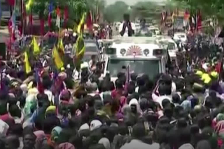 DMK leader Kanimozhi holds road show in Ariyalur ahead of state election