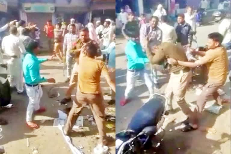 वीडियो वायरल  भरतपुर न्यूज  पुलिसकर्मी की बेरहमी से पिटाई  Policeman brutally beaten  Bharatpur News  Video viral  Haryana Police beating  Lover couple investigation  भरतपुर पुलिस