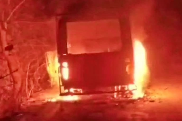 a vehicle hired for election duty was set on fire at Bandwan in Purulia district