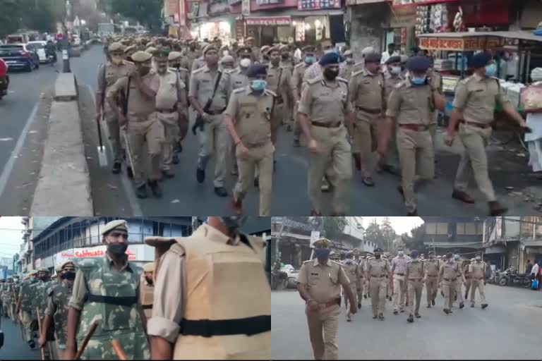 flag march in meerut in view of the festivals