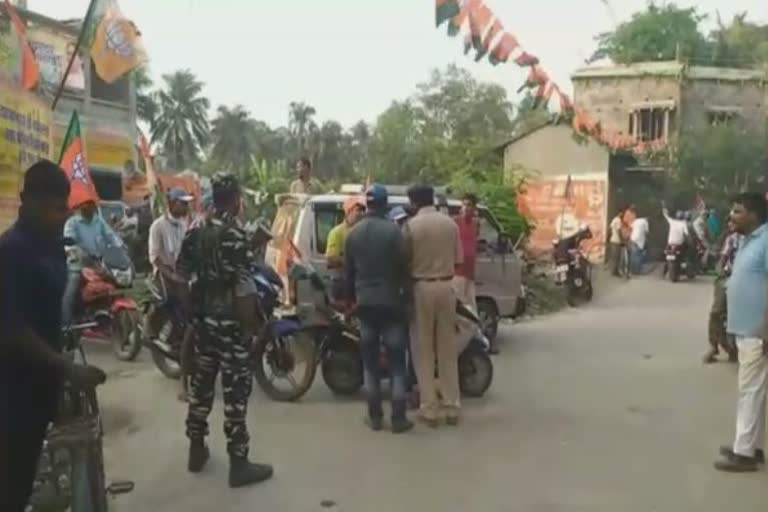 tmc workers block suvendu adhikari convoy in nandigram