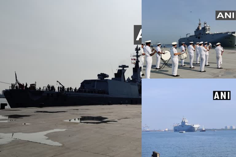 french ships reach kochi to lead quad naval exercise  ക്വാഡ് നാവിക പരിശീലനത്തിന് നേതൃത്വം നൽകാൻ ഫ്രഞ്ച് കപ്പലുകൾ കൊച്ചിയിൽ  നാവിക പരിശീലനം  ലാ പെറോസ്  ടോണെറെ  സർകോഫ് ഫ്രിഗേറ്റ്  കൊച്ചി തുറമുഖം  ലാ പെറോസ് നാവിക പരിശീലനം  ഫ്രഞ്ച് കപ്പലുകൾ കൊച്ചിയിൽ  french ships reach kochi  la perouse  french ships  kochi port  ക്വാഡ്  quad  tonnerre  surcouf frigate  എറണാകുളം  eranakulam