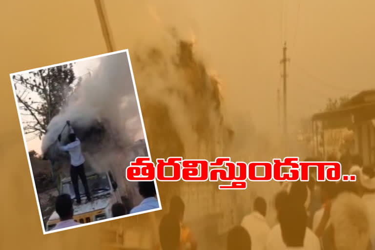 grass fire in adilabad