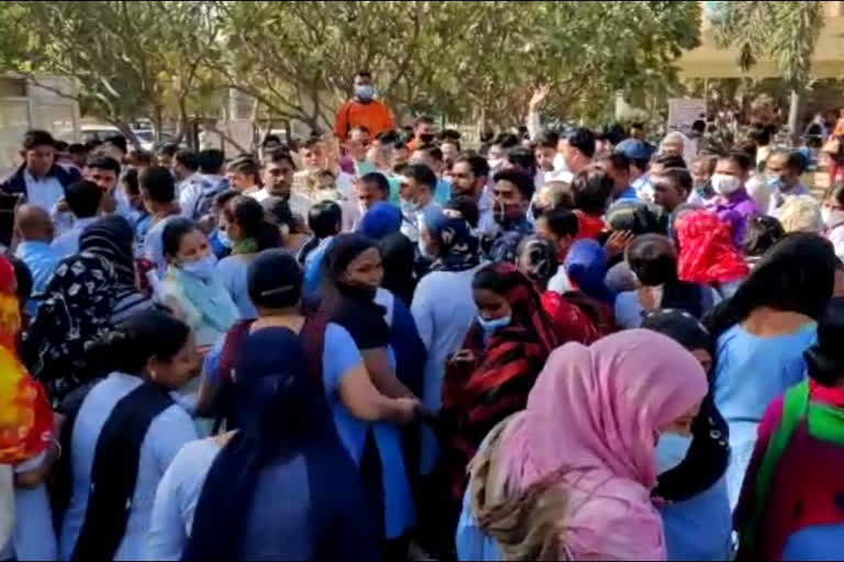 Outsourced health workers protested Gurugram