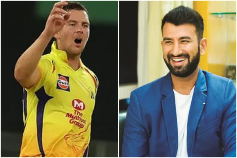 Cheteshwar Pujara  Josh Hazlewood  ചെന്നെെ സൂപ്പര്‍ കിങ്സ്  ജോഷ് ഹെയ്‌സൽവുഡ്  ചേതേശ്വർ പൂജാര