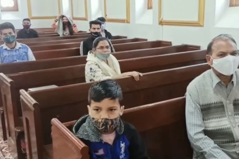 Prayer in church on Good Friday in chamba