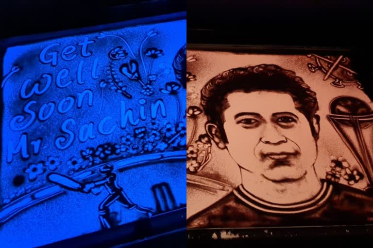 Odisha Sand Artists Unique Get Well Soon Message For Tendulkar