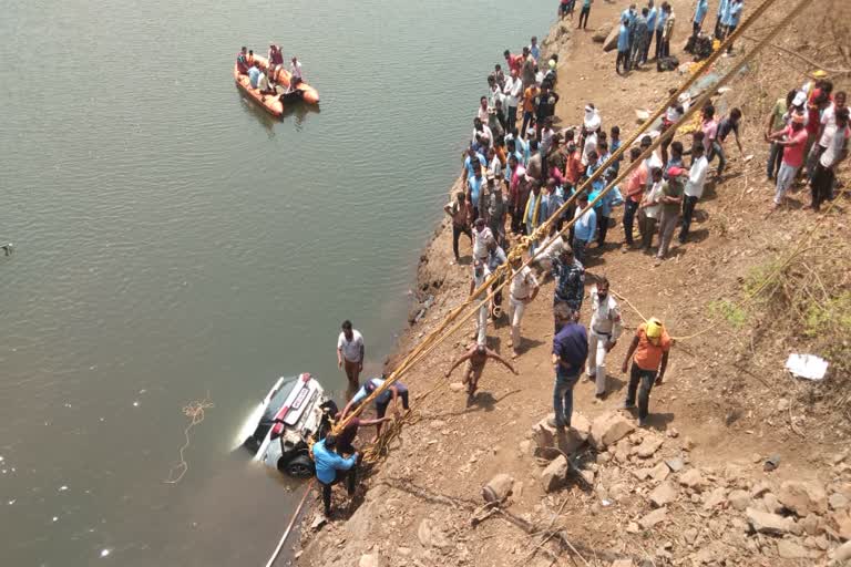 Rescuers pulled a car from the river