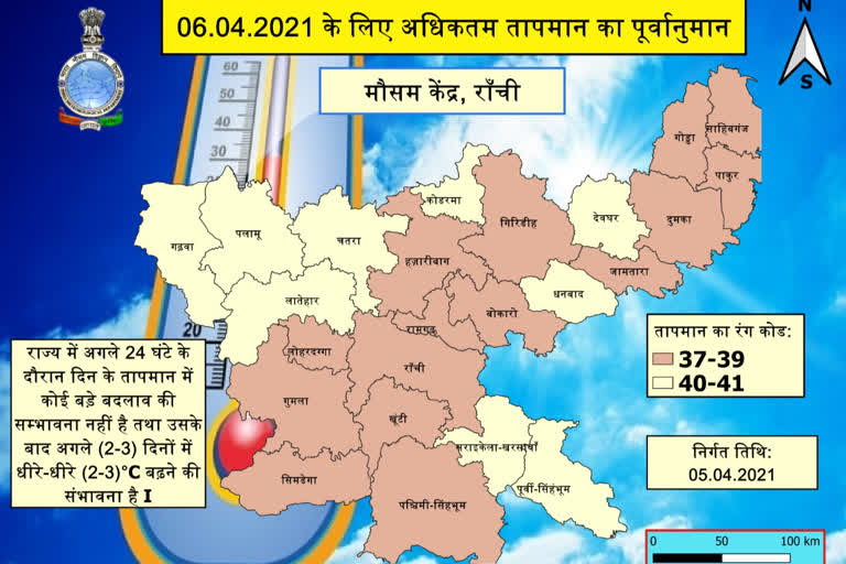 Rise in temperature of Jharkhand