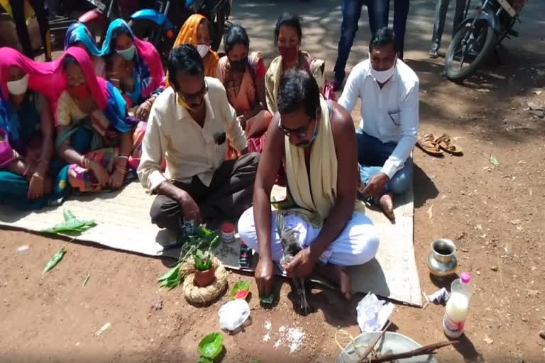 ବ୍ଲକ ସମ୍ମୁଖରେ ଅଭାବନୀୟ ଦୃଶ୍ୟ, କୁକୁଡ଼ା ପୂଜା କଲେ ସମିତି ସଭ୍ୟ