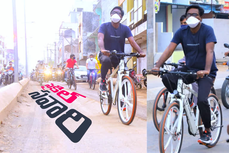 minister puvvada ajay visited Khammam works with cycling