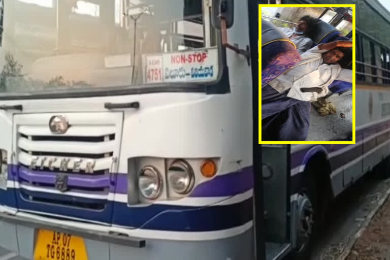 rtc bus tire explosion at gannavaram