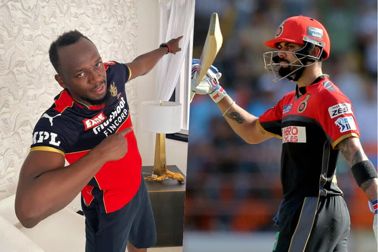 usain bolt in RCB jersey