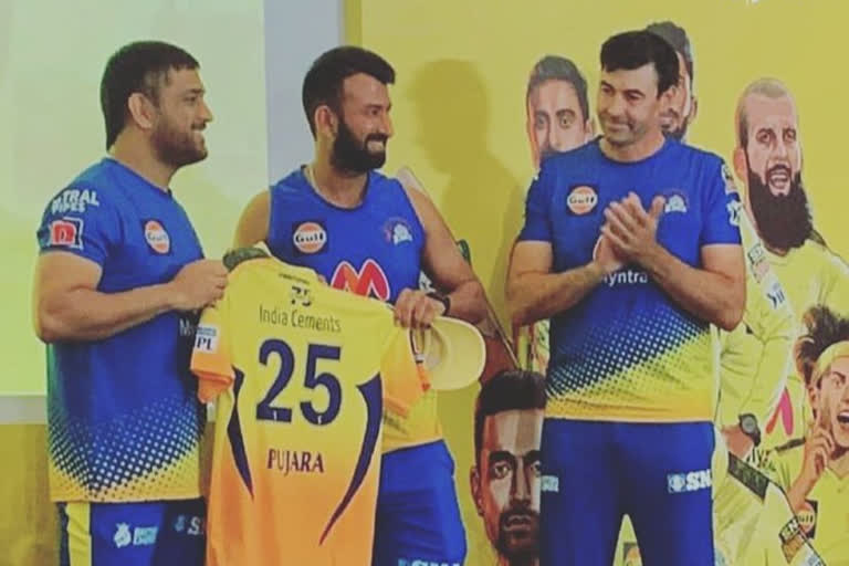 IPL 2021: Cheteshwar Pujara Officially Receives CSK Jersey As MS Dhoni Welcomes New Recruits