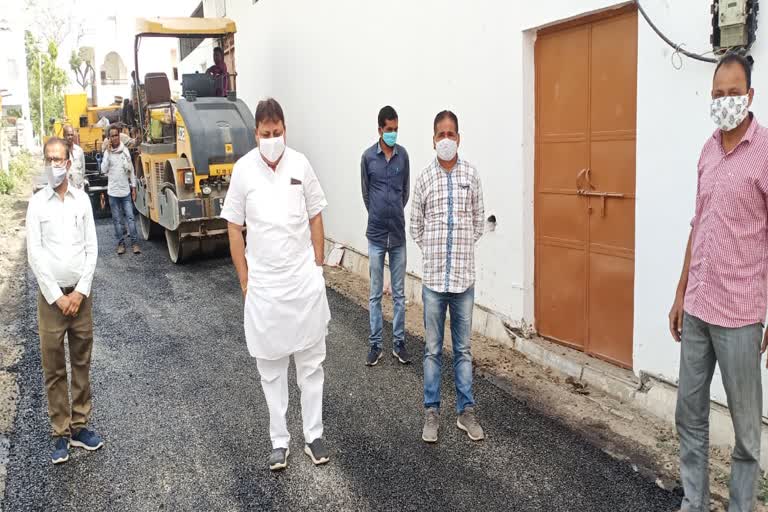 चित्तौड़गढ़ में सभापति का निरीक्षण,Road Construction Inspection, Chairman's inspection in Chittorgarh