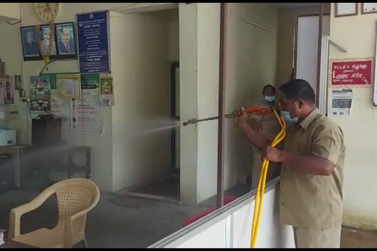 sub Inspector affected Corona: Disinfectant spray at Pallavaram police station