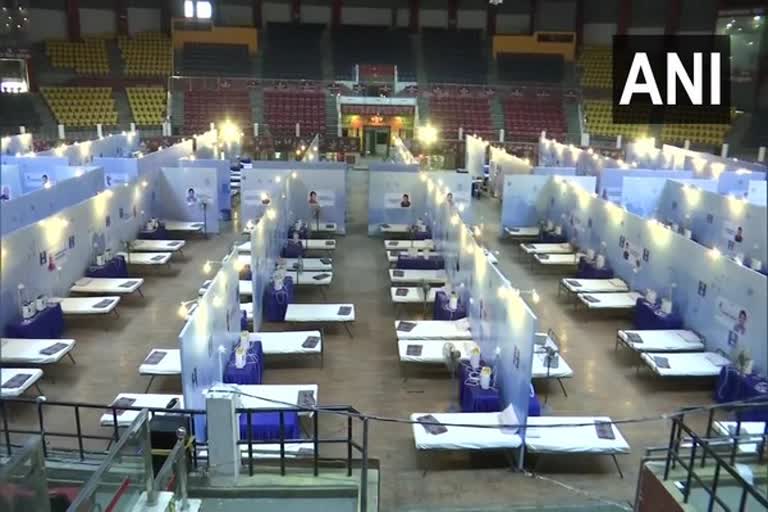 COVID pandemic  COVID care centre  Indoor stadium in Raipur  Raipur covid case  റായ്‌പൂർ കൊവിഡ്  കൊവിഡ് വാര്‍ത്തകള്‍  കൊവിഡ് ആശുപത്രി  ഇന്ത്യയിലെ കൊവിഡ് കണക്ക്