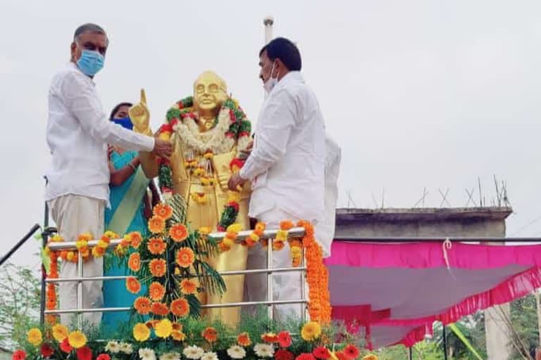 ambedkar statue opening in dharmareddypally, minister harish rao