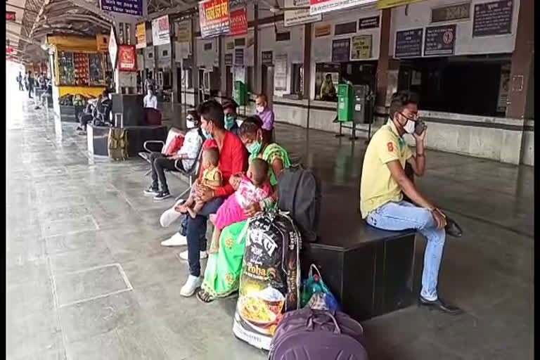 Workers at Korba railway station