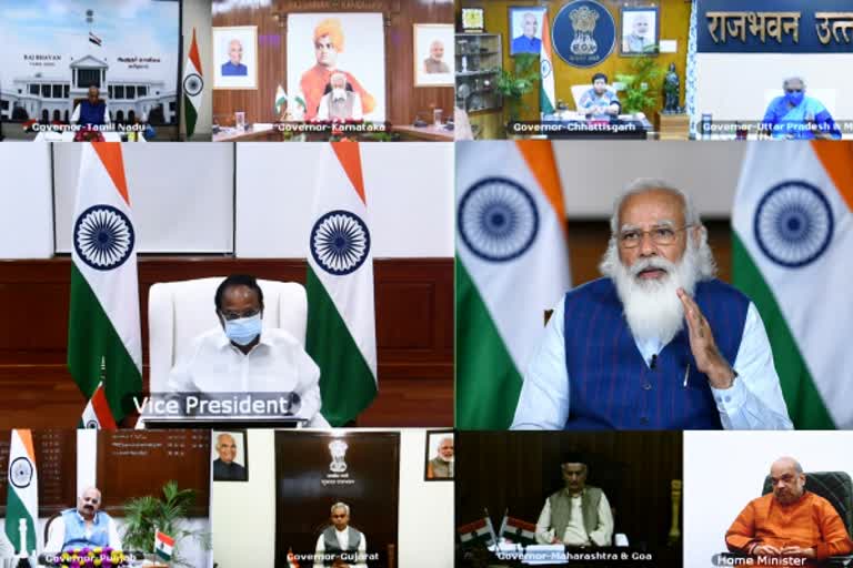 pm modi interacts with governors and lieutanant governors on covid situation india covid situation india covid count pm modi meets governors ഇന്ത്യാ കൊവിഡ് കണക്ക് ഇന്ത്യ കൊവിഡ് പ്രതിരോധം പ്രധാനമന്ത്രി നരേന്ദ്ര മോദി നരേന്ദ്ര മോദി വാര്‍ത്ത