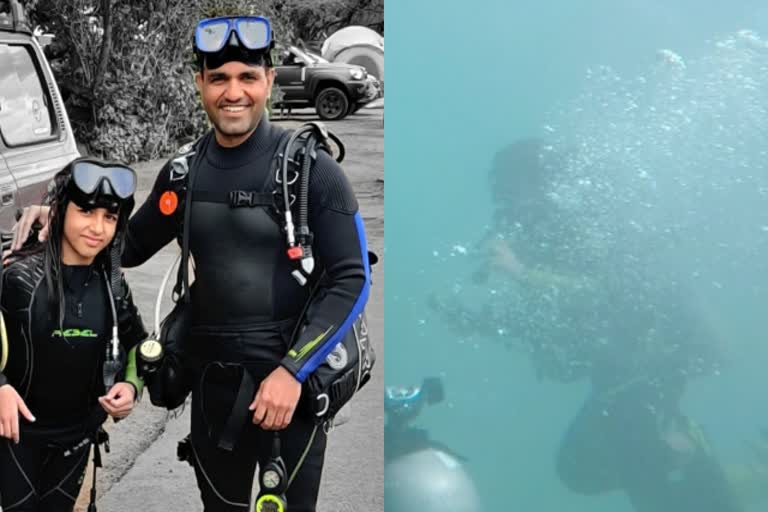 चित्तौड़गढ़ की बेटी हिया, Hia dives 40 feet deep