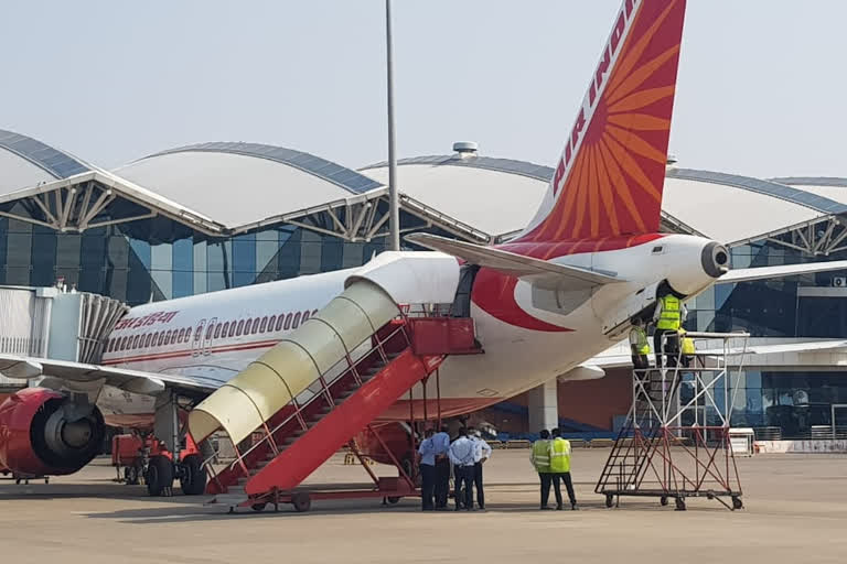 Smoke emits as soon as the engine of the plane starts