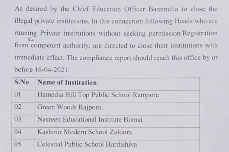 Kashmir: Chief Education Officer orders closure of inch institutions