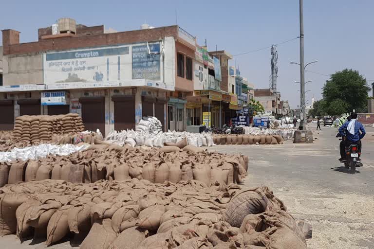 no shed Kaithal grain market