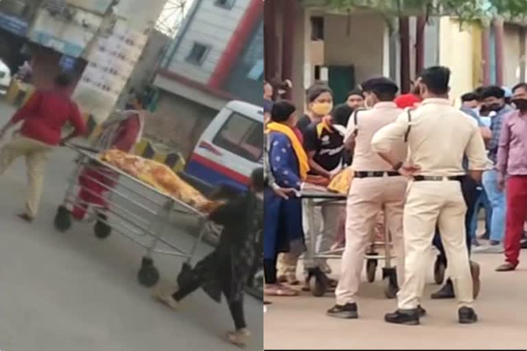 dead-body-taken-on-stretcher-from-ambedkar-hospital-in-raipur