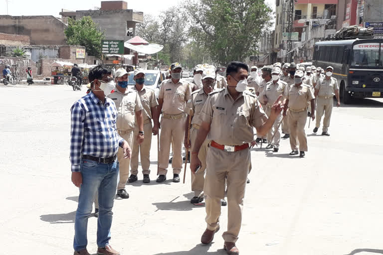 Neemkathana news, Police flag march