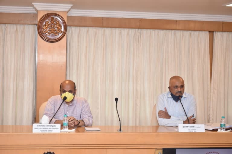 Home minister Basavaraj Bommai meeting with Udupi dc and other officers through video conference