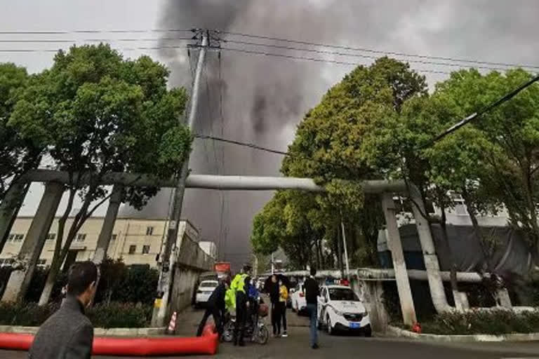 Fire at Shanghai electronics factory, china