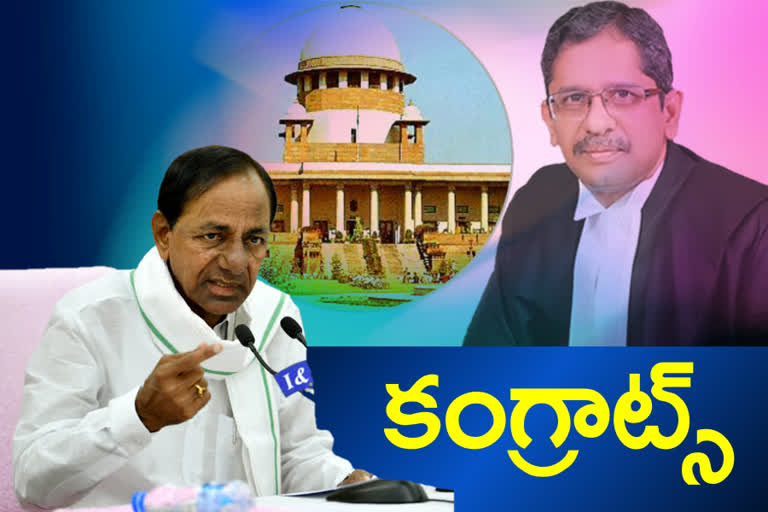 cji justice nv ramana, kcr congratulated cji justice nv ramana