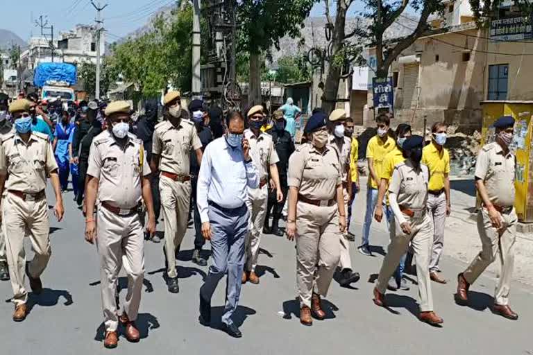 alwar news, flag march of DM-SP in alwar