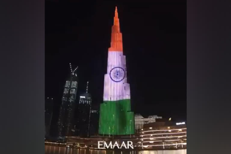 StayStrongIndia  Burj Khalifa  tricolour  Burj Khalifa lights up  COVID 19 crisis  COVID 19 situation  ബുർജ് ഖലീഫ  ഇന്ത്യയ്‌ക്ക് പിന്തുണയുമായി ബുർജ് ഖലീഫ  ബുർജ് ഖലീഫ ഇന്ത്യ  ഇന്ത്യ കൊവിഡ്  കൊവിഡ്