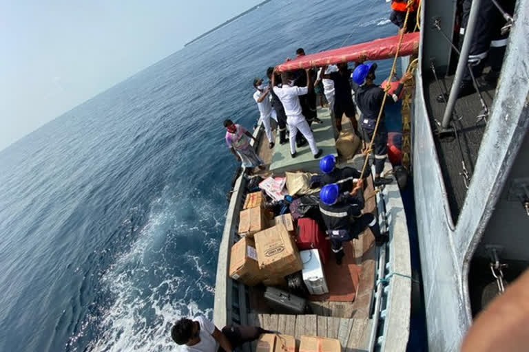 INS Sharda completes 1st phase of transfer of Covid-19 supplies in Lakshadweep