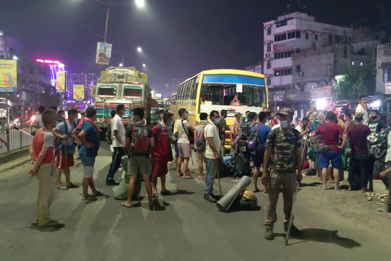 central force blocked road as they did not get accommodation in Malda