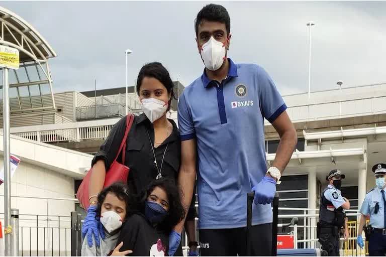 Ashwin with his wife and children