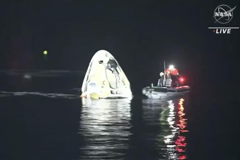 SpaceX returns 4 astronauts to Earth; rare night splashdown