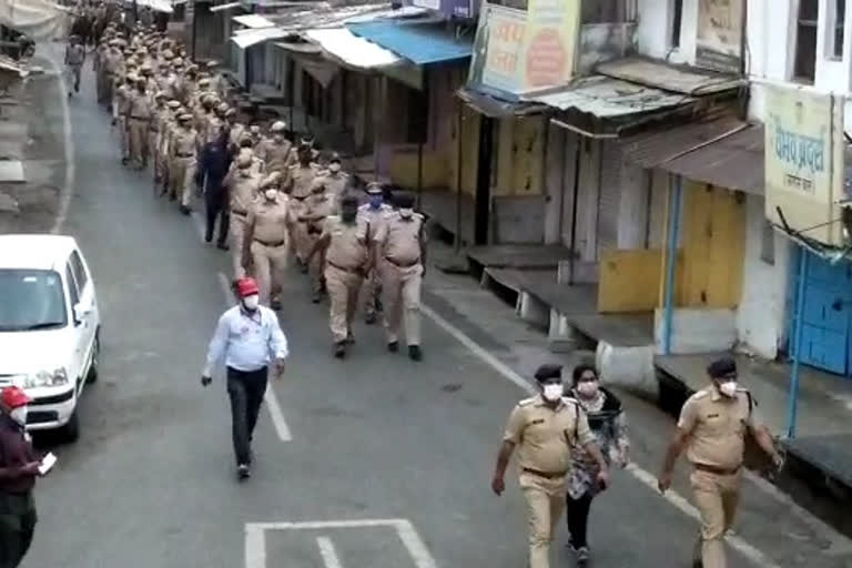 भीलवाड़ा पुलिस ने निकाली रूट मार्च, Bhilwara police took out route march