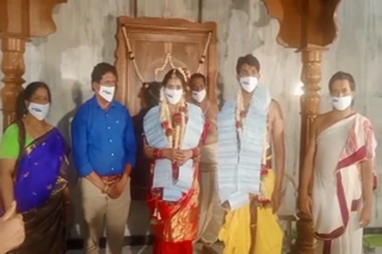 Corona awareness in Mysore wedding