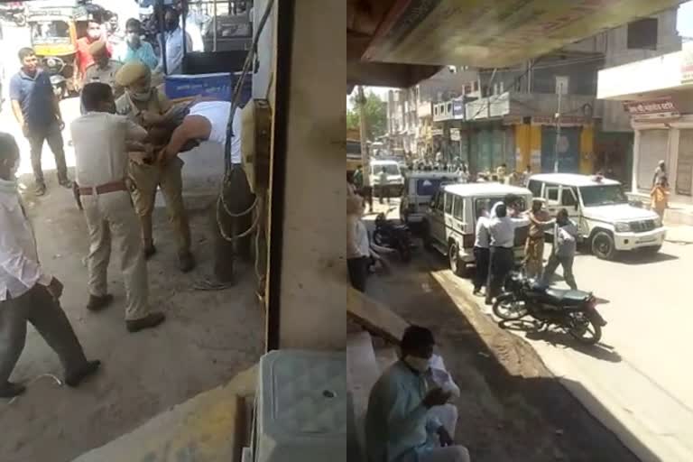 police beaten shopkeeper in nokha,  bikaner viral video