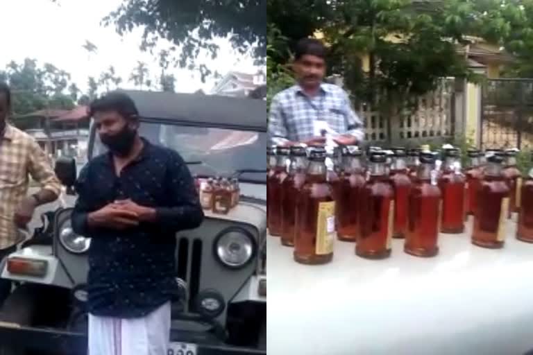 smuggling liquor  മദ്യക്കടത്ത്  അനധികൃത മാദ്യക്കടത്ത്  മദ്യം പിടികൂടി  കൊവിഡ് നിയന്ത്രണങ്ങൾ  liquor in Vaduvanchal  liquor wayanad