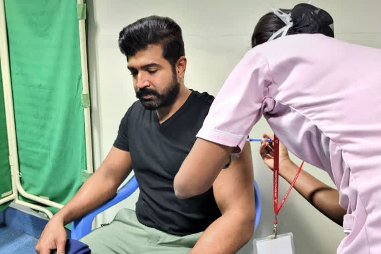 Actor Arunvijay got his first shot of Covid Vaccine today