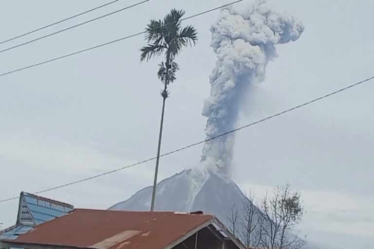 volcano erupts