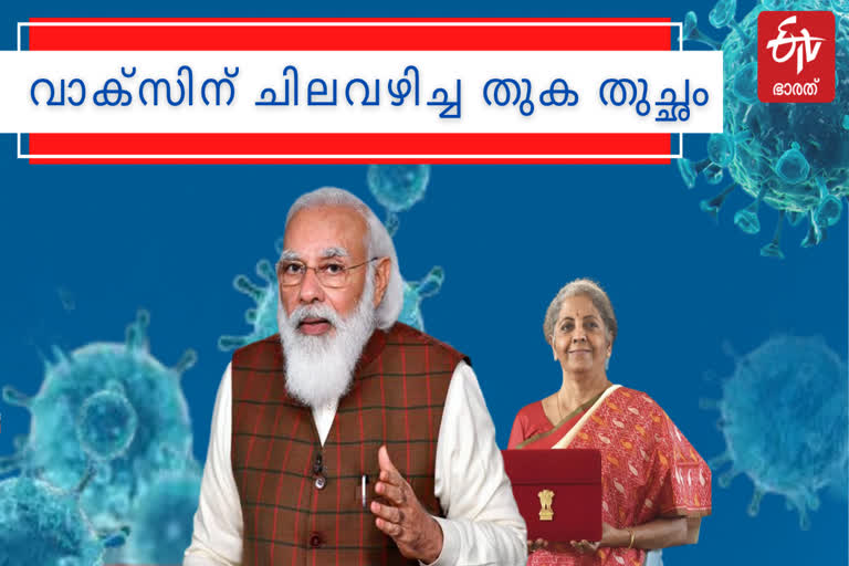 കൊവിഡ് പ്രതിരോധ കുത്തിവെയ്പ്പ്  Covid immunization  കേന്ദ്ര സർക്കാർ  Covid immunization; The central government uses only a small amount from the budget  central government  സീറം ഇന്‍സ്റ്റിറ്റ്യൂട്ട് ഓഫ് ഇന്ത്യ  പ്രതിരോധ കുത്തിവെയ്പ്പ്  കൊവിഡ് വാക്സിൻ  അനുരാഗ് താക്കൂര്‍  കൊവിഡ് ഇന്ത്യ  കൊവിഡ് -19  കൊറോണ  Covid-19  Corona  ഭാരത് ബയോടെക്ക്  bharat biotech  serum institute of india