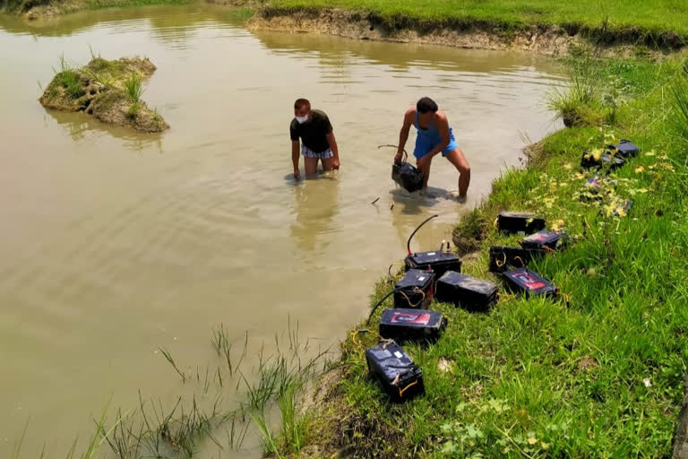 North Guwahati Police Recovery Battery From Pond