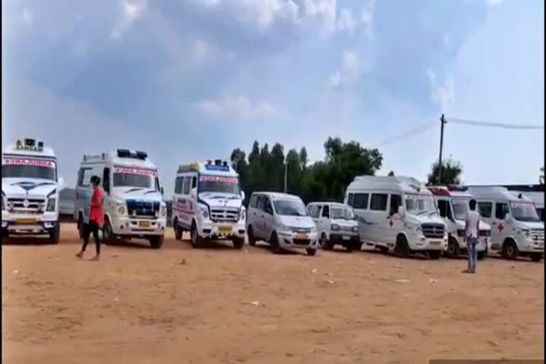 Ambulance  queue in front of cremation center